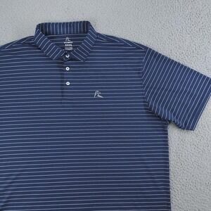 Rhoback Polo Shirt Mens 3XL Blue Stripe Golf Performance Moisture Wicking